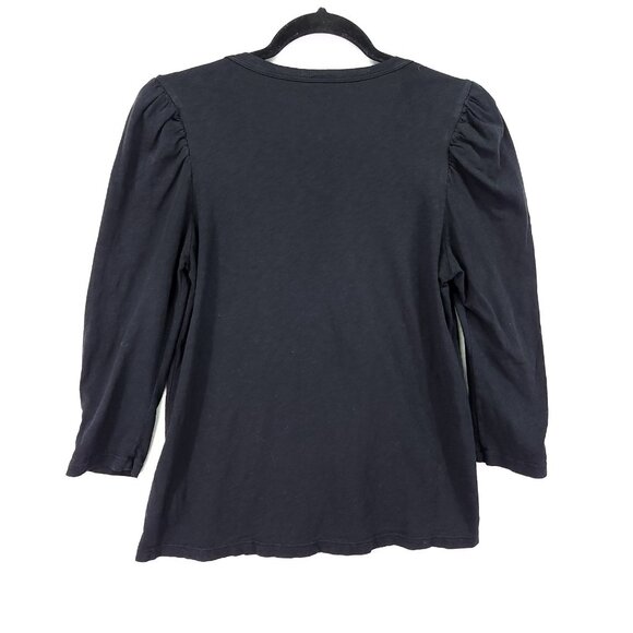 VELVET Graham & Spencer Angelina Black Top Small Pleated Quarter Puff Sleeve - Picture 2 of 11